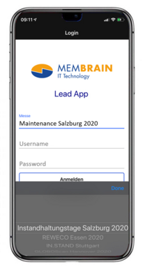 Login-screen on Membrain Lead App on iPhone