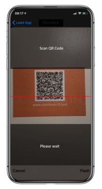 Scan business cards-screen on Membrain Lead App on iPhone