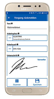 Mobile Instandhaltungs-App: Android Phone